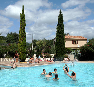 the beautiful open air pool with large sunbathing area